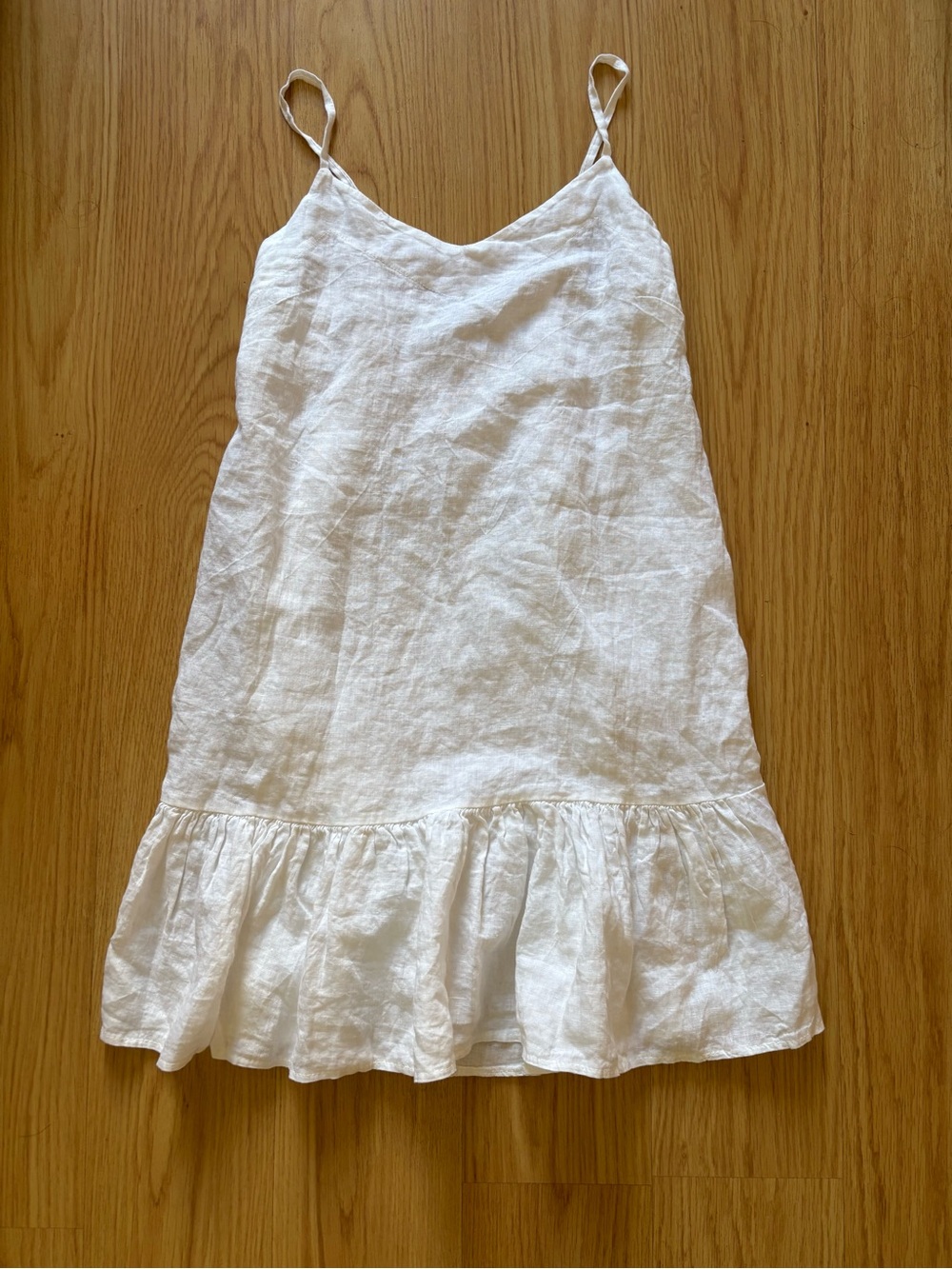 Bellambra white linen tunic mini dress elastic bust hem sz M nautical resortwear